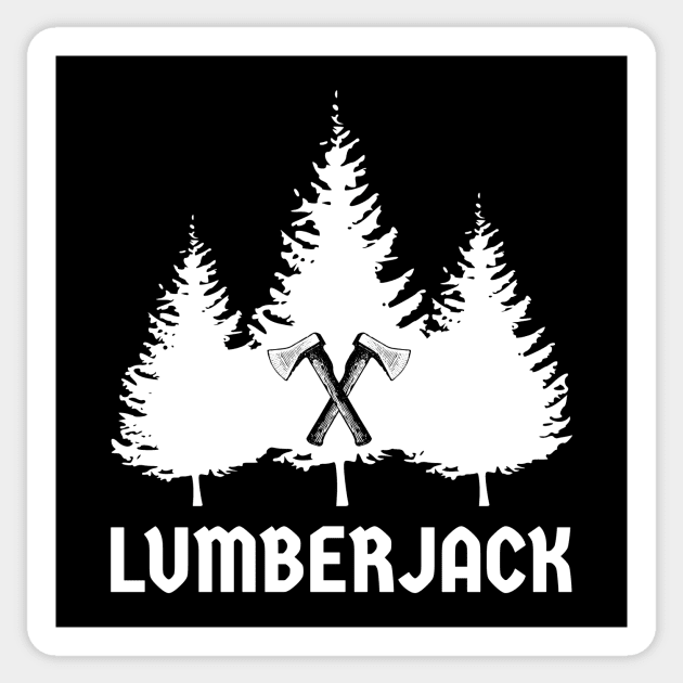 Lumberjack White Pine Trees Crossed Axes Sticker by HighBrowDesigns